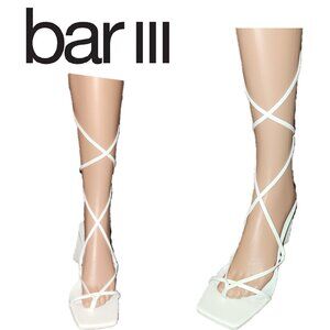 BAR III AURORAA LACE-UP DRESS SANDALS NWT WHITE SMOOTH 9.5M